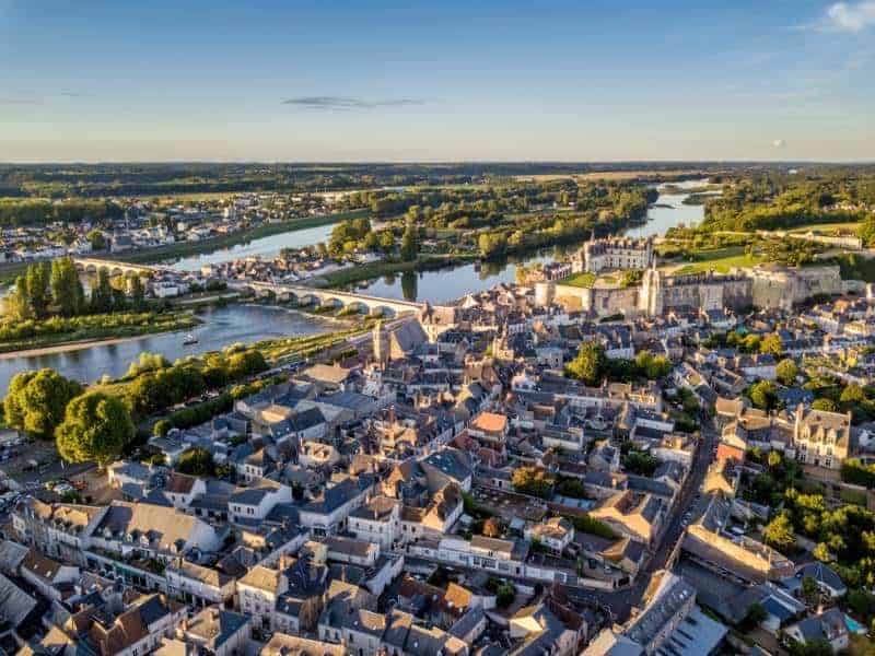 Aerial view of Amboise city, Loire valley