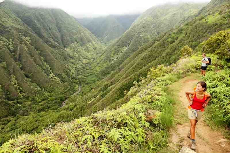 Hiking on Hawaii, Waihee ridge trail, Maui, USA.